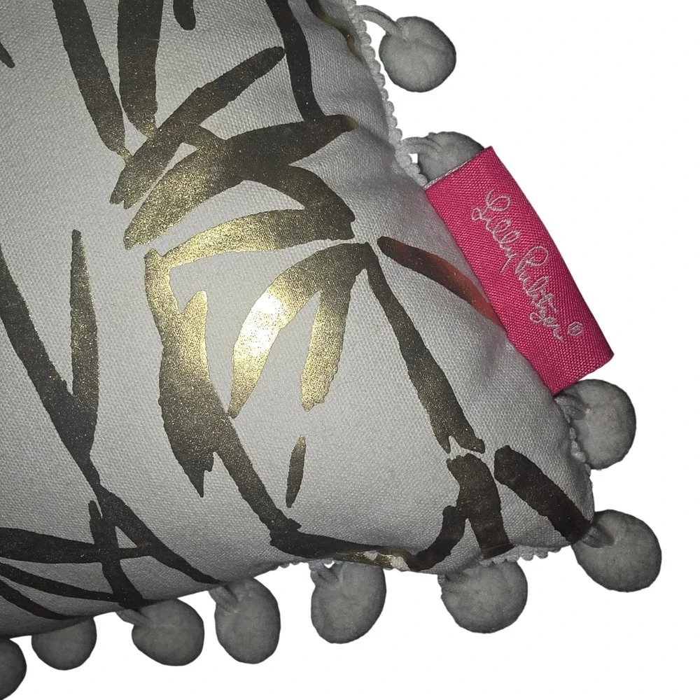 Lilly Pulitzer Bamboo Floral Lumbar Pillow OS Multi Gold Cotton Coastal Preppy